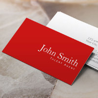 Simple Plain Red Talent Agent Business Card