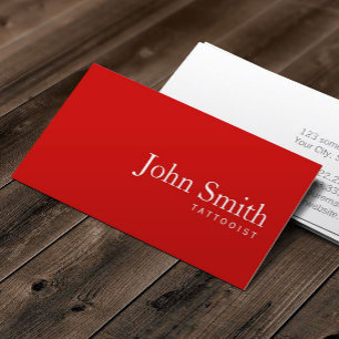 Simple Plain Red Tattoo Art Business Card
