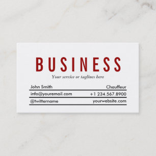 Simple Plain Red Title Chauffeur Business Card