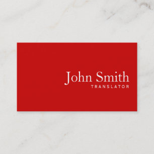 Simple Plain Red Translator Business Card