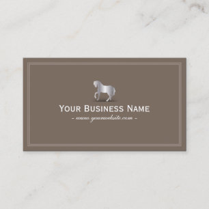 Simple Plain Silver Horse Business Card (Brown)