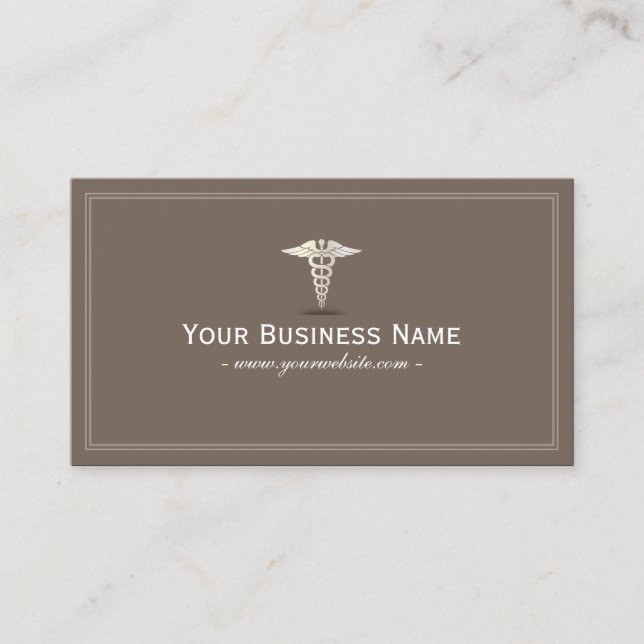Simple Plain Silver Medical Symbol Business Card (Front)
