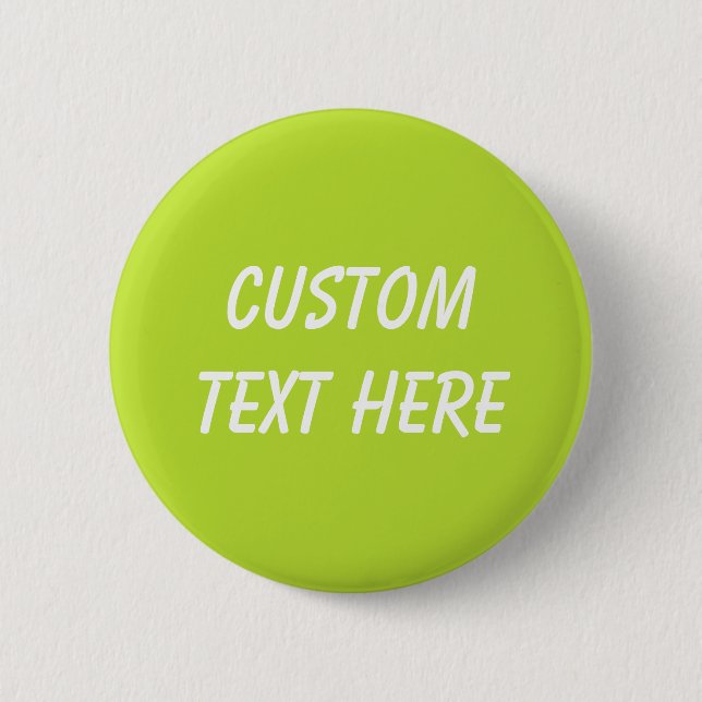 Simple plain solid colour bright acid green lime 6 cm round badge (Front)