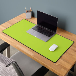 Simple plain solid colour bright acid green lime desk mat