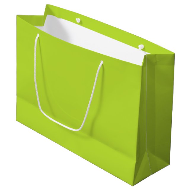 Simple plain solid colour bright acid green lime large gift bag (Front Angled)
