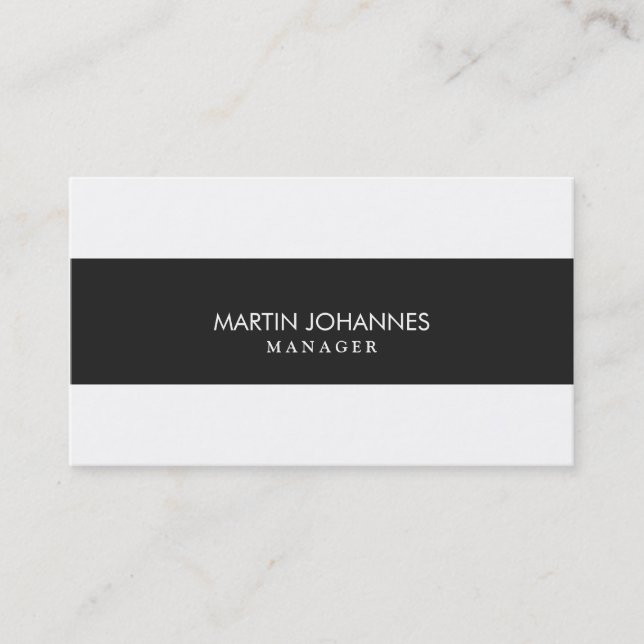 Simple Plain Stylish Grey White Business Card (Front)