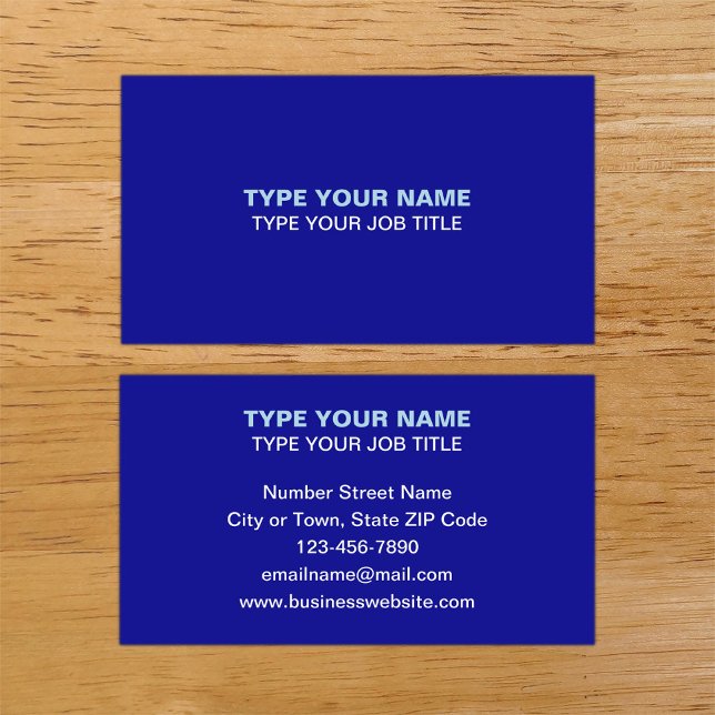 Simple Plain Texts Design Blue Calling Card (Plain texts design blue calling card.)