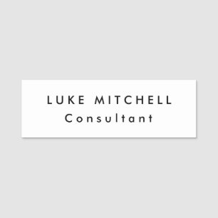 Simple Plain Trendy White Professional Creative Name Tag