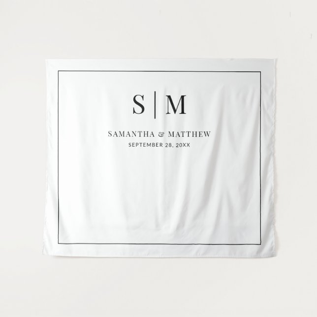 Simple Plain White Background Wedding Backdrop Tapestry (Front (Horizontal))