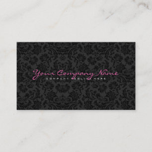 Simple Plain White & Black Vintage Floral Damasks Business Card
