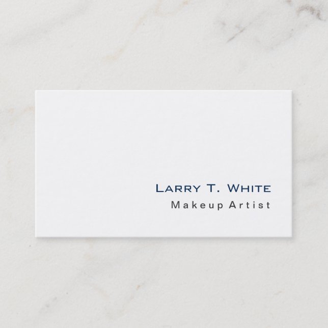 Simple Plain White Blue Makeup Artist Hair Stylist Business Card (Front)