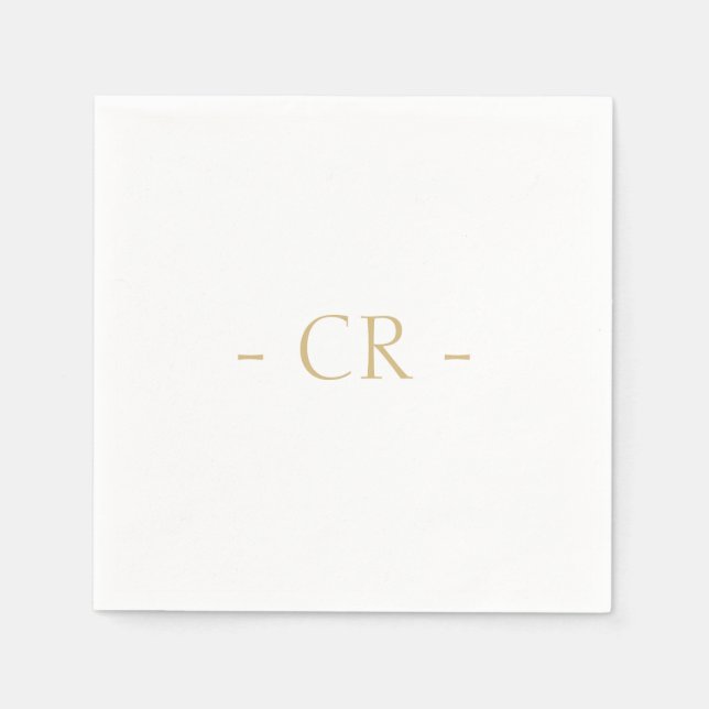 Simple Plain White Couple Initials Monogram Napkin (Front)