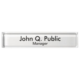 Simple Plain White Desk Nameplate
