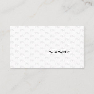 Simple Plain White Grey Modern Monogram Pattern Business Card
