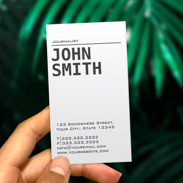 Simple Plain White Journalist Business Card (Creator Uploaded)