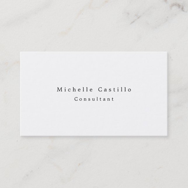 Simple Plain White Minimalist Modern Professional Business Card (Front)