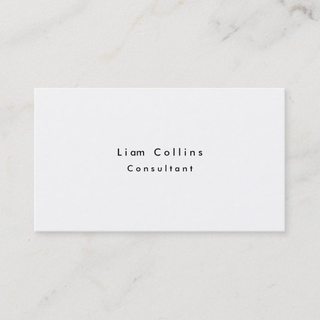 Simple Plain White Minimalist Professional Modern Business Card (Front)