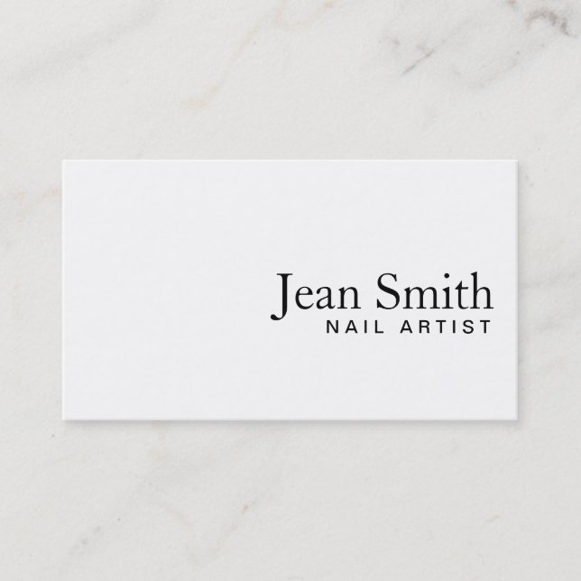 Simple Plain White Nail Artist Business Card (Front)