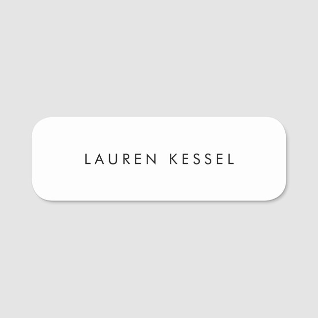 Simple Plain White  Name Tag (Front)