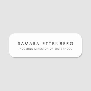 Simple Plain White  Name Tag