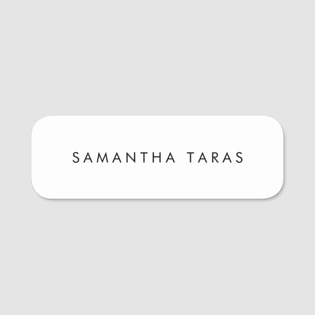 Simple Plain White  Name Tag (Front)