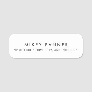 Simple Plain White  Name Tag