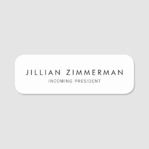 Simple Plain White  Name Tag