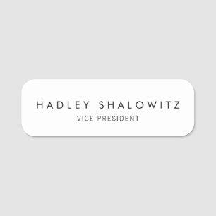 Simple Plain White  Name Tag