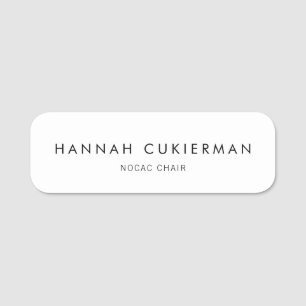 Simple Plain White  Name Tag