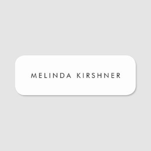 Simple Plain White Name Tag