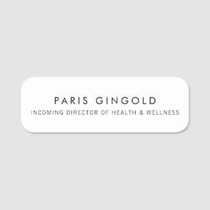 Simple Plain White  Name Tag