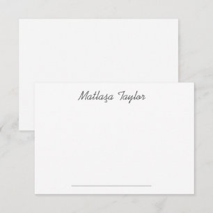 Simple Plain White Script Personalised Card