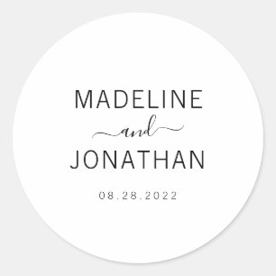 Simple Plain White Wedding Couple Classic Classic Round Sticker