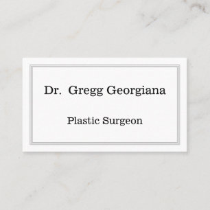 Simple Plastic Surgeon Business Card