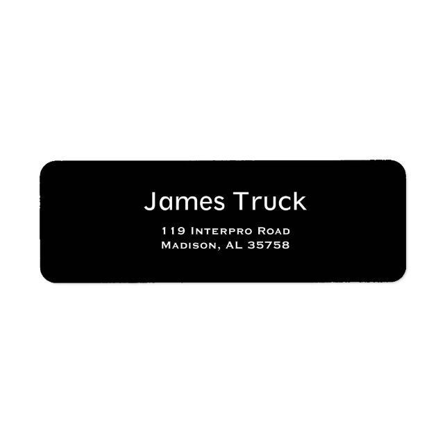 Simple Plate Black Return Address Labels (Front)