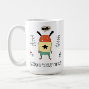 Simple Playful Cartoon Monster Cheerful Quirky Coffee Mug