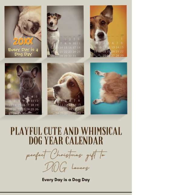 Simple Playful Cute and Whimsical DOG Year Calendar (Creator Uploaded)