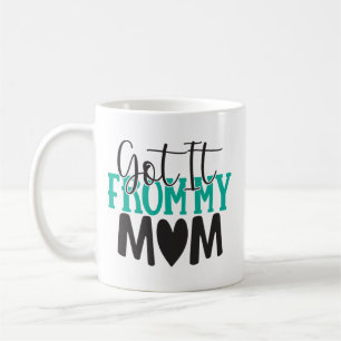 Simple Playfull Phrase Teal Black Heart Custom Coffee Mug