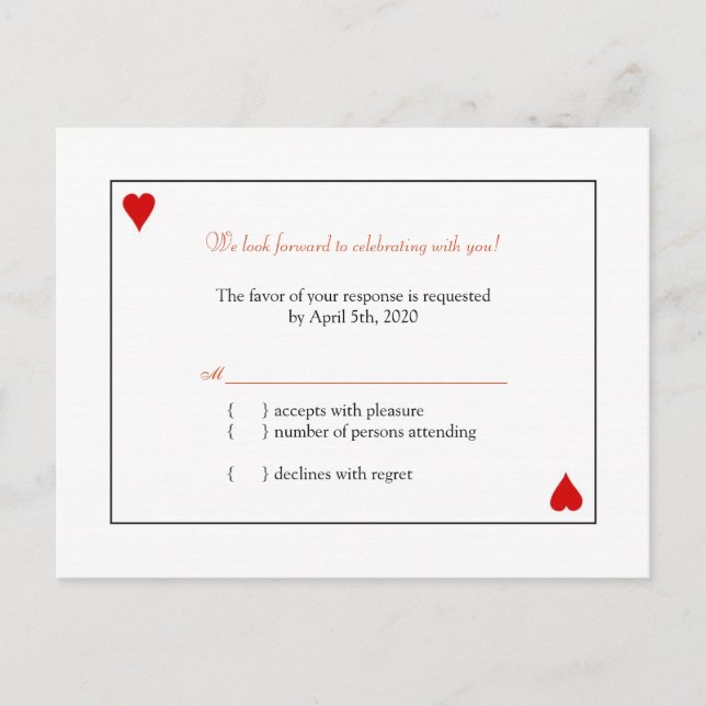Simple Playing Cards Wedding RSVP (Front)
