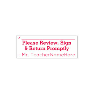 Simple "Please Review, Sign & Return Promptly" Self-inking Stamp
