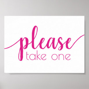 Simple Please Take One   Hot Pink Any Event Poster