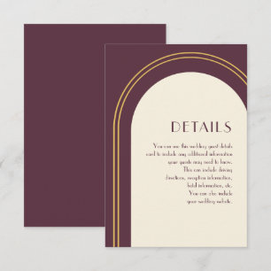 Simple Plum Arch Wedding Guest Detail Enclosure Card