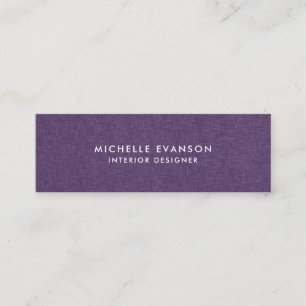 Simple Plum Purple Minimalist Linen Mini Business Card