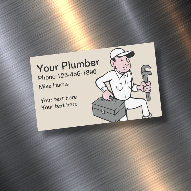 Simple Plumber Business Card Magnets (Creator Uploaded)