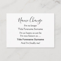 Simple Poem Name Change Enclosure Card
