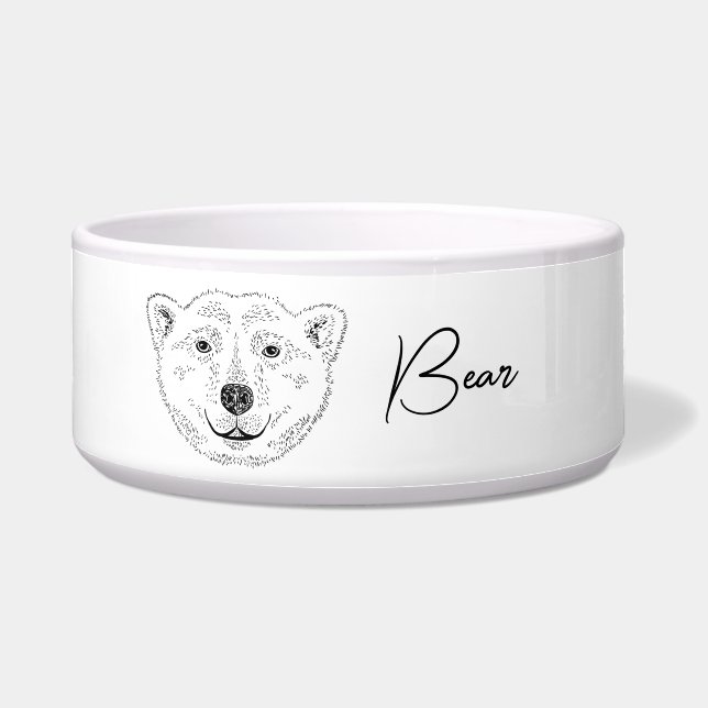 Simple Polar Bear Head Line Art Sketch With Name (Front)