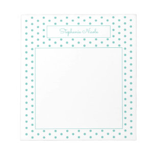 Simple Polka Aqua Personalised Lined Notepad