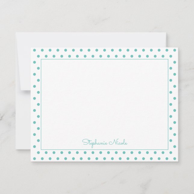 Simple Polka Dot Aqua Personalised  Card (Front)