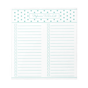 Simple Polka Dot AquaTwo Column Checklist Notepad