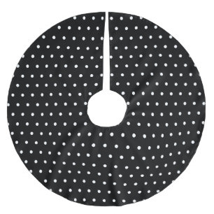 Simple Polka Dot Black and White Brushed Polyester Tree Skirt